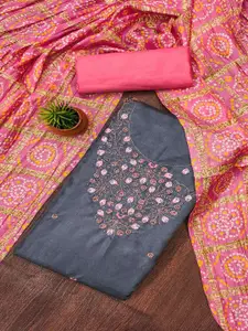 Peachmode Floral Embroidered Embellished Unstitched Dress Material