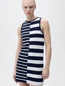MANGO Knitted Striped Mini Dress