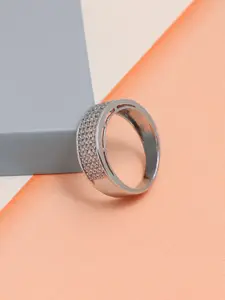 LeCalla 925 Sterling Silver Silver-Plated Cubic Zirconia-Studded Finger Ring