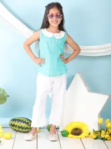Sangria Girls Pure Cotton Top With Trousers Clothing Set