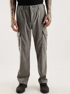 NEVER NEUD Men Relaxed Fit Corduroy Cargos Trousers