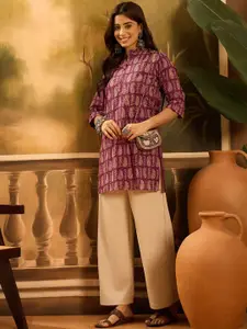 Sangria Floral Printed Pure Cotton Short Kurti