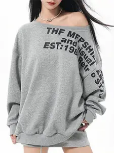 Outzidr Women Typography Printed Sweatshirt