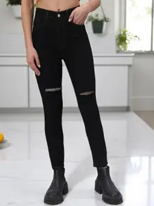 GUTI Women Skinny Fit High-Rise Slash Knee Stretchable Jeans