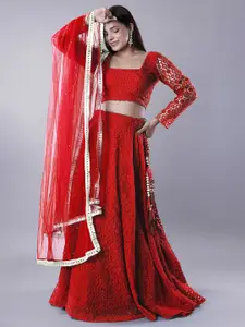 Utsav Fashion Geometric Embroidered Ready to Wear Lehenga & Blouse With Dupatta