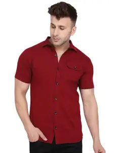 BEYOU FASHION Men Solid Spread Collar Cotton Casual Shirt