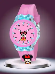 ON TIME OCTUS Girls Printed Dial & Straps Analogue Watch KD-033 DARK PINK MINI