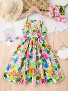 INCLUD Girls Tropical Print Fit & Flare Dress