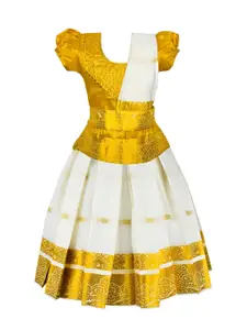 AMIRTHA FASHION Girls Embroidered Ready to Wear Lehenga & Blouse With Dupatta