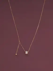 Kushal's Fashion Jewellery 92.5 Sterling Silver Rose Gold-Plated Zircon Studded Necklace