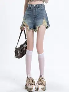 KPOP Women Mid-Rise Above Knee Cotton Shorts