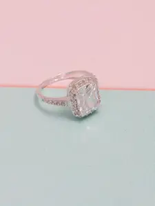 LeCalla BIS Hallmark 925 Sterling Silver Silver-Plated Stones Studded Ring