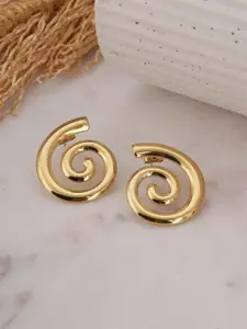 PALMONAS Stainless Steel Gold-Plated Contemporary Studs Earrings