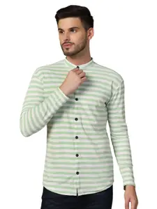 BEYOU FASHION Men Solid Mandarin Collar Cotton Casual Shirt