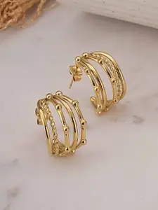 PALMONAS Stainless Steel Gold-Plated Contemporary Hoop Earrings