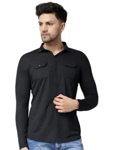 BEYOU FASHION Men Solid Spread Collar Cotton Casual Shirt