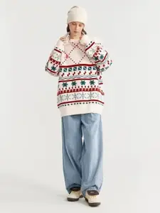 KPOP Women Printed Longline Pullover
