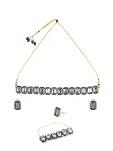 Anouk Rose Gold Plated Sapphire Studded Choker Set with Bracelet & Finger Ring