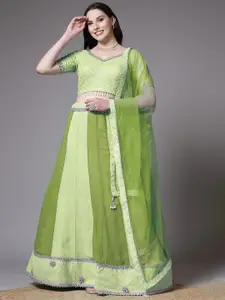 Utsav Fashion Geometric Embroidered Sequinned Ready to Wear Lehenga & Blouse With Dupatta