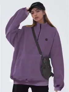 Outzidr Women Mock Collar Pullover Sweatshirt