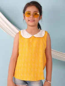 Sangria Girls Solid Self Design Top