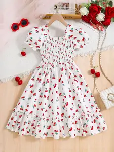 INCLUD Kids Abstract Print Puff Sleeve Fit & Flare Dress