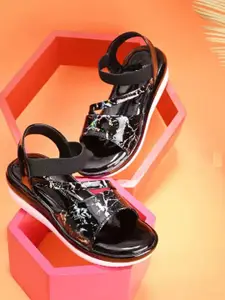 BAESD Girls Embellished Open Toe Back Strap Wedge Sandals