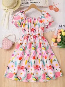 INCLUD Girls Floral Print  Fit & Flare Dress