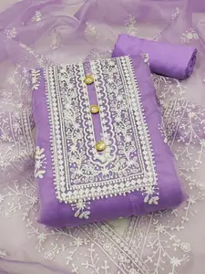 Peachmode Floral Embroidered Organza Unstitched Dress Material