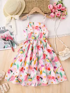 INCLUD Girls Floral Printed Fit & Flare Knee Length Dress