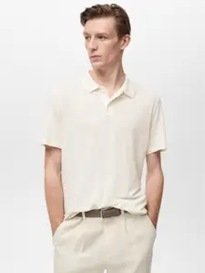 MANGO MAN Solid Polo Collar T-shirt