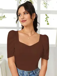 Dream Beauty Fashion Women Sweetheart Neck Puff Sleeve Top