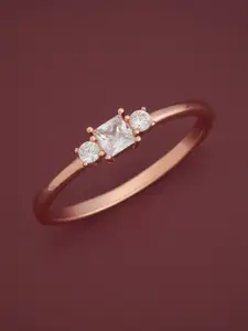 Kushal's Fashion Jewellery White 92.5 Sterling Silver Rose Gold-Plated Party Finger Ring