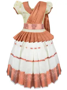 AMIRTHA FASHION Girls Woven Design Ready to Wear Lehenga & Blouse With Dupatta