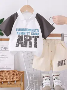 StyleCast x Revolte Boys Printed Polo Collar T-Shirt With Shorts