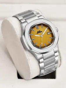 ON TIME OCTUS Men Brass Round Dial & Stainless Steel Straps Analogue Watch MT-805