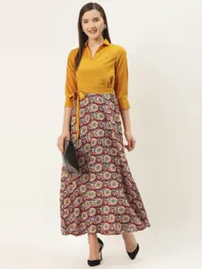 DressBerry Ethnic Motifs Print Tie-Up A-Line Maxi Dress