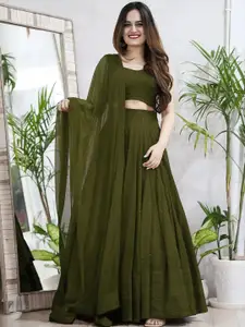 KALINI Embroidered Sequinned Semi-Stitched Lehenga & Unstitched Blouse With Dupatta