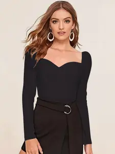 Dream Beauty Fashion Women Sweetheart Neck Puff Sleeve Fitted Top