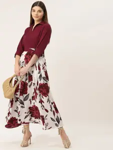 DressBerry Women Floral Print Crepe A-Line Maxi Dress