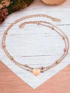 DressBerry Rose Gold-Plated Multi Layer Anklet