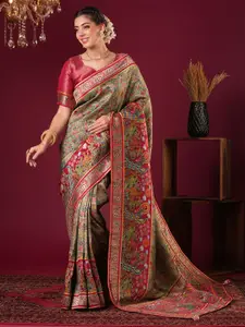Anouk Women Ethnic Motifs Woven Design Viscose Rayon Designer Banarasi Saree