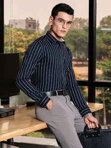 INVICTUS Premium Striped Spread Collar Slim Fit Cotton Formal Shirt