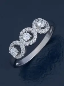 Kushal's Fashion Jewellery White 92.5 Sterling Silver Rhodium-Plated Party Finger Ring