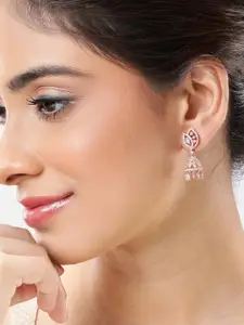 Peora Rose Gold-Plated Cubic Zirconia Jhumkas