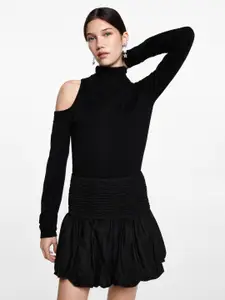 MANGO High Waist Smocked Balloon Skirt