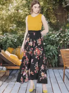 DressBerry Women Floral Printed Sleeveless A-Line Maxi Dress