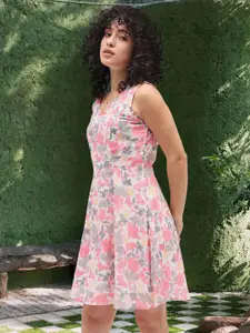 Deewa Women Floral Printed Chiffon A-Line Mini Dress