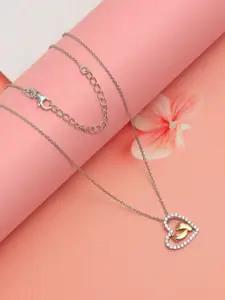 LeCalla 925 Sterling Silver Plated Mother & Daughter Baby Feet Heart Pendant Necklace