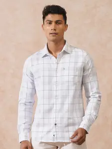 WROGN Men Comfort Slim Fit Tartan Checked Spread Collar Cotton Casual Shirt